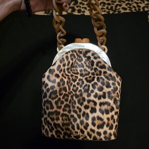 Leopard Print Bag with Chain Handle